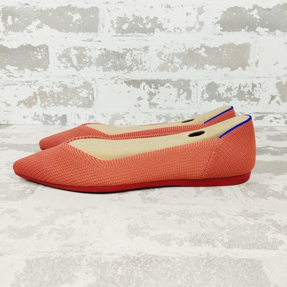 NEW Rothy's The Flat Orange Knit Pointy Toe Slip On Comfy Loafers E882